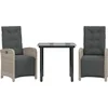 Image de vidaXL - 3-delige - Bistroset - met - kussens - poly - rattan - lichtgrijs