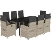 Image de vidaXL - 9-delige - Tuinset - met - kussens - poly - rattan - lichtgrijs