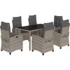 Image de vidaXL - 7-delige - Tuinset - met - kussens - poly - rattan - grijs