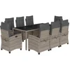 Image de vidaXL - 9-delige - Tuinset - met - kussens - poly - rattan - grijs