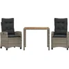 Image de vidaXL - 3-delige - Tuinset - met - kussens - poly - rattan - grijs