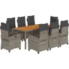 Image de vidaXL - 9-delige - Tuinset - met - kussens - poly - rattan - grijs