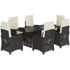 Image de vidaXL - 7-delige - Tuinset - met - kussens - poly - rattan - zwart