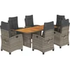 Image de vidaXL - 7-delige - Tuinset - met - kussens - poly - rattan - grijs