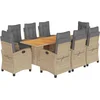 Image de vidaXL - 9-delige - Tuinset - met - kussens - poly - rattan - gemengd - beige