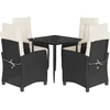 Image de vidaXL - 5-delige - Tuinset - met - kussens - poly - rattan - zwart