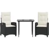 Image de vidaXL - 3-delige - Tuinset - met - kussens - poly - rattan - zwart