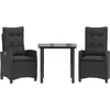 Image de vidaXL - 3-delige - Tuinset - met - kussens - poly - rattan - zwart
