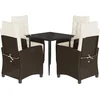 Image de vidaXL - 5-delige - Tuinset - met - kussens - poly - rattan - bruin