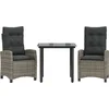 Image de vidaXL - 3-delige - Tuinset - met - kussens - poly - rattan - grijs