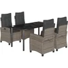 Image de vidaXL - 5-delige - Tuinset - met - kussens - poly - rattan - grijs