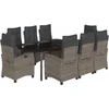 Image de vidaXL - 9-delige - Tuinset - met - kussens - poly - rattan - grijs