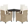 Image de vidaXL - 5-delige - Tuinset - met - kussens - poly - rattan - beige