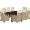 Image de vidaXL - 9-delige - Tuinset - met - kussens - poly - rattan - beige
