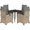 Image de vidaXL - 5-delige - Tuinset - met - kussens - poly - rattan - gemengd - beige