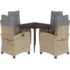 Image de vidaXL - 5-delige - Tuinset - met - kussens - poly - rattan - gemengd - beige