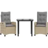 Image de vidaXL - 3-delige - Tuinset - met - kussens - poly - rattan - gemengd - beige