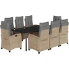 Image de vidaXL - 9-delige - Tuinset - met - kussens - poly - rattan - gemengd - beige
