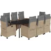 Image de vidaXL - 9-delige - Tuinset - met - kussens - poly - rattan - gemengd - beige