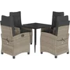 Image de vidaXL - 5-delige - Tuinset - met - kussens - poly - rattan - lichtgrijs
