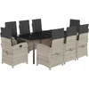 Image de vidaXL - 9-delige - Tuinset - met - kussens - poly - rattan - lichtgrijs