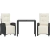 Image de vidaXL - 3-delige - Tuinset - met - kussens - poly - rattan - zwart