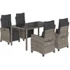 Image de vidaXL - 5-delige - Tuinset - met - kussens - poly - rattan - grijs