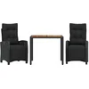 Image de vidaXL - 3-delige - Tuinset - met - kussens - poly - rattan - zwart