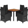 Image de vidaXL - 5-delige - Tuinset - met - kussens - poly - rattan - zwart