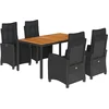 Image de vidaXL - 5-delige - Tuinset - met - kussens - poly - rattan - zwart