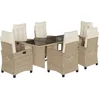 Image de vidaXL - 7-delige - Tuinset - met - kussens - poly - rattan - beige