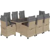 Image de vidaXL - 9-delige - Tuinset - met - kussens - poly - rattan - gemengd - beige