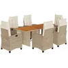 Image de vidaXL - 7-delige - Tuinset - met - kussens - poly - rattan - gemengd - beige
