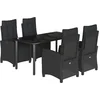 Image de vidaXL - 5-delige - Tuinset - met - kussens - poly - rattan - zwart