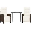 Image de vidaXL - 3-delige - Tuinset - met - kussens - poly - rattan - bruin