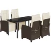 Image de vidaXL - 5-delige - Tuinset - met - kussens - poly - rattan - bruin