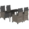 Image de vidaXL - 5-delige - Tuinset - met - kussens - poly - rattan - grijs