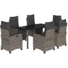 Image de vidaXL - 7-delige - Tuinset - met - kussens - poly - rattan - grijs