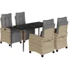 Image de vidaXL - 5-delige - Tuinset - met - kussens - poly - rattan - gemengd - beige