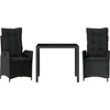 Image de vidaXL - 3-delige - Tuinset - met - kussens - poly - rattan - zwart