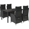 Image de vidaXL - 5-delige - Tuinset - met - kussens - poly - rattan - zwart