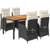 Image de vidaXL - 5-delige - Tuinset - met - kussens - poly - rattan - zwart