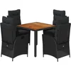Image de vidaXL - 5-delige - Tuinset - met - kussens - poly - rattan - zwart