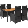 Image de vidaXL - 5-delige - Tuinset - met - kussens - poly - rattan - zwart