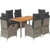 Image de vidaXL - 7-delige - Tuinset - met - kussens - poly - rattan - grijs