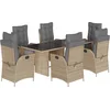Image de vidaXL - 7-delige - Tuinset - met - kussens - poly - rattan - gemengd - beige