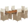 Image de vidaXL - 7-delige - Tuinset - met - kussens - poly - rattan - beige