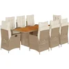 Image de vidaXL - 9-delige - Tuinset - met - kussens - poly - rattan - beige