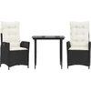 Image de vidaXL - 3-delige - Tuinset - met - kussens - poly - rattan - zwart
