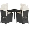 Image de vidaXL - 5-delige - Tuinset - met - kussens - poly - rattan - zwart